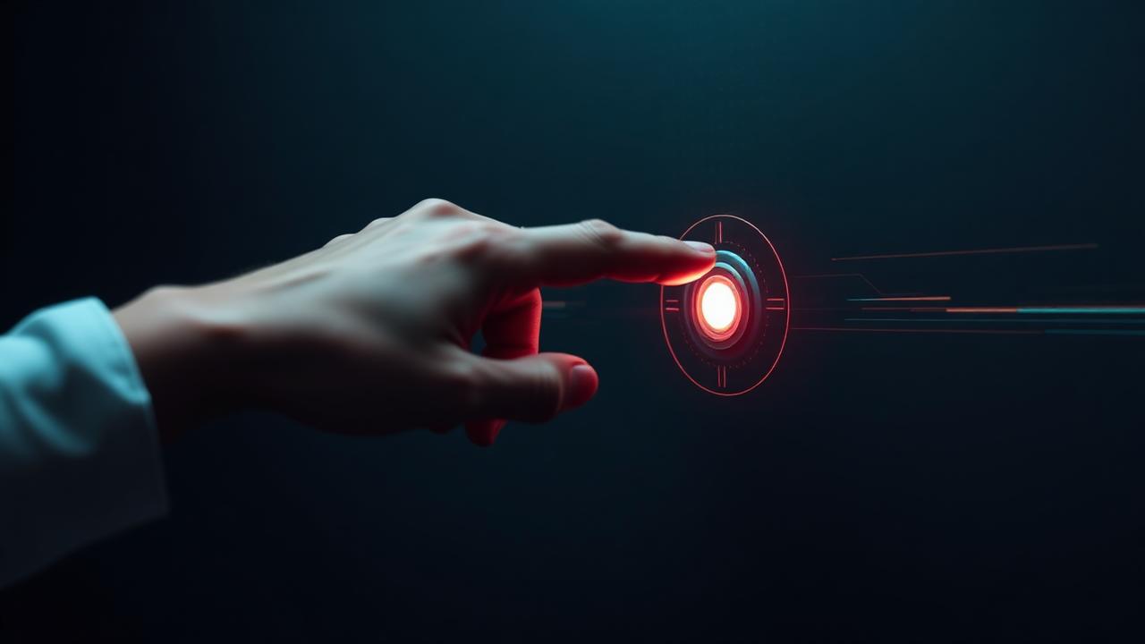 Mano golpeando un objetivo luminoso en movimiento